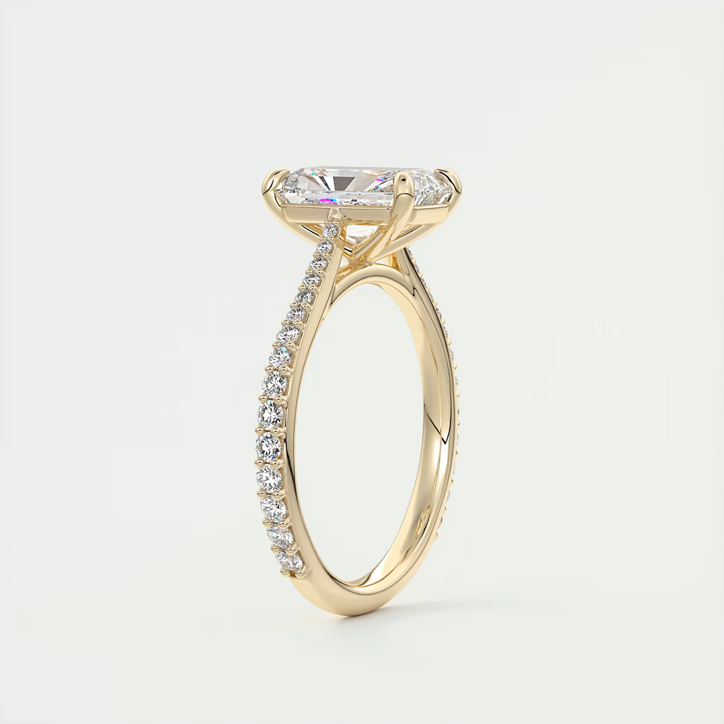 2.25 Ct The Cathedral Pavé Center Stone Radiant Solitaire Ring Engagement Ring