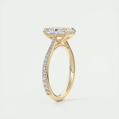 2.25 Ct The Cathedral Pavé Center Stone Radiant Solitaire Ring Engagement Ring