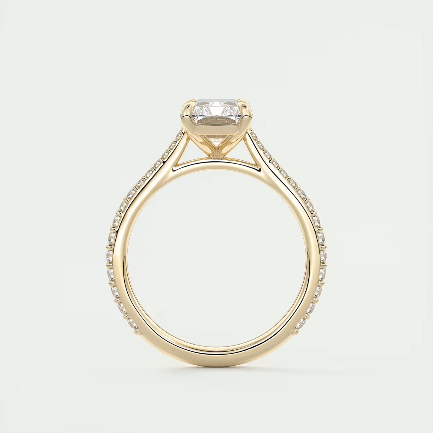 2.25 Ct The Cathedral Pavé Center Stone Radiant Solitaire Ring Engagement Ring