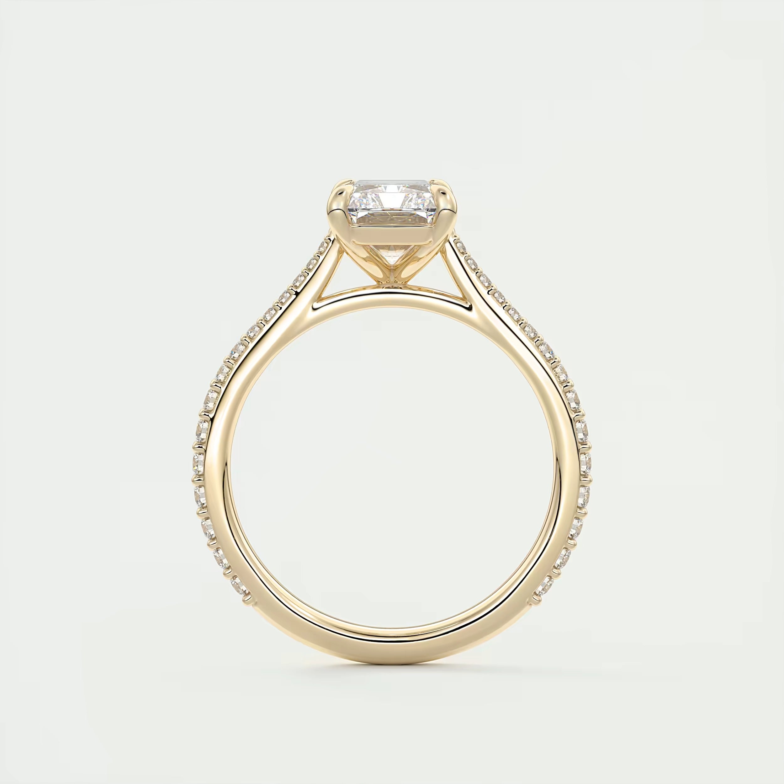 2.25 Ct The Cathedral Pavé Center Stone Radiant Solitaire Ring Engagement Ring