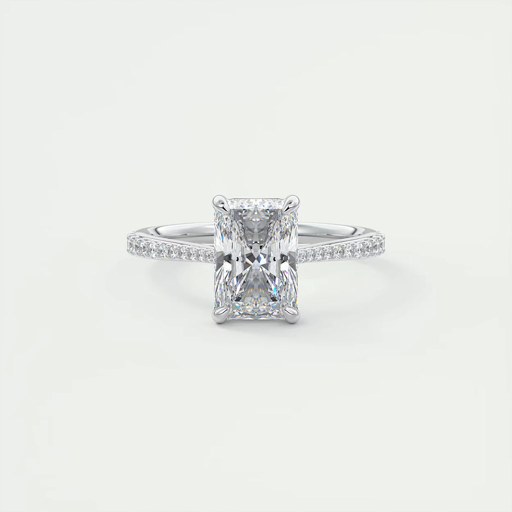 2.25 Ct The Cathedral Pavé Center Stone Radiant Solitaire Ring Engagement Ring