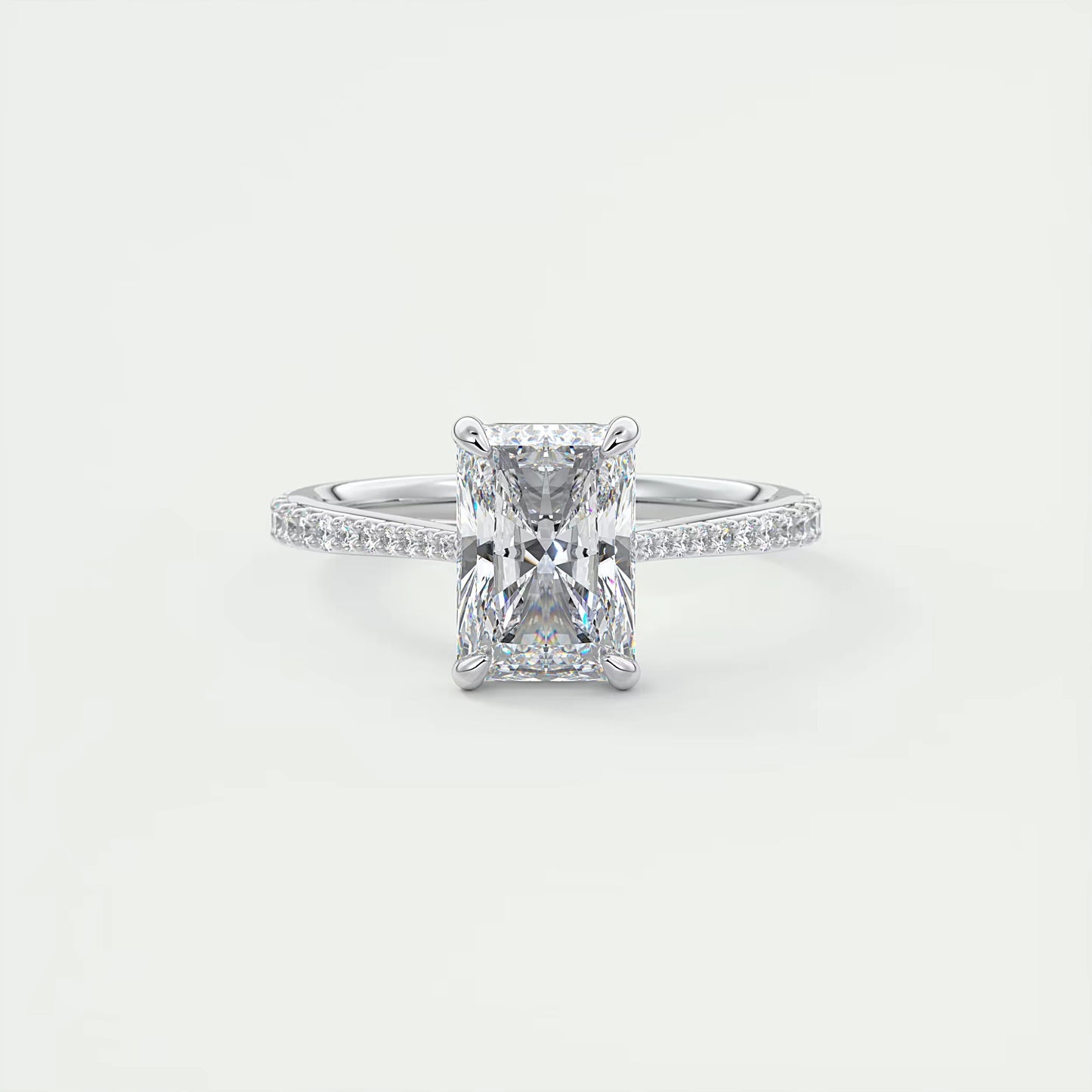 2.25 Ct The Cathedral Pavé Center Stone Radiant Solitaire Ring Engagement Ring