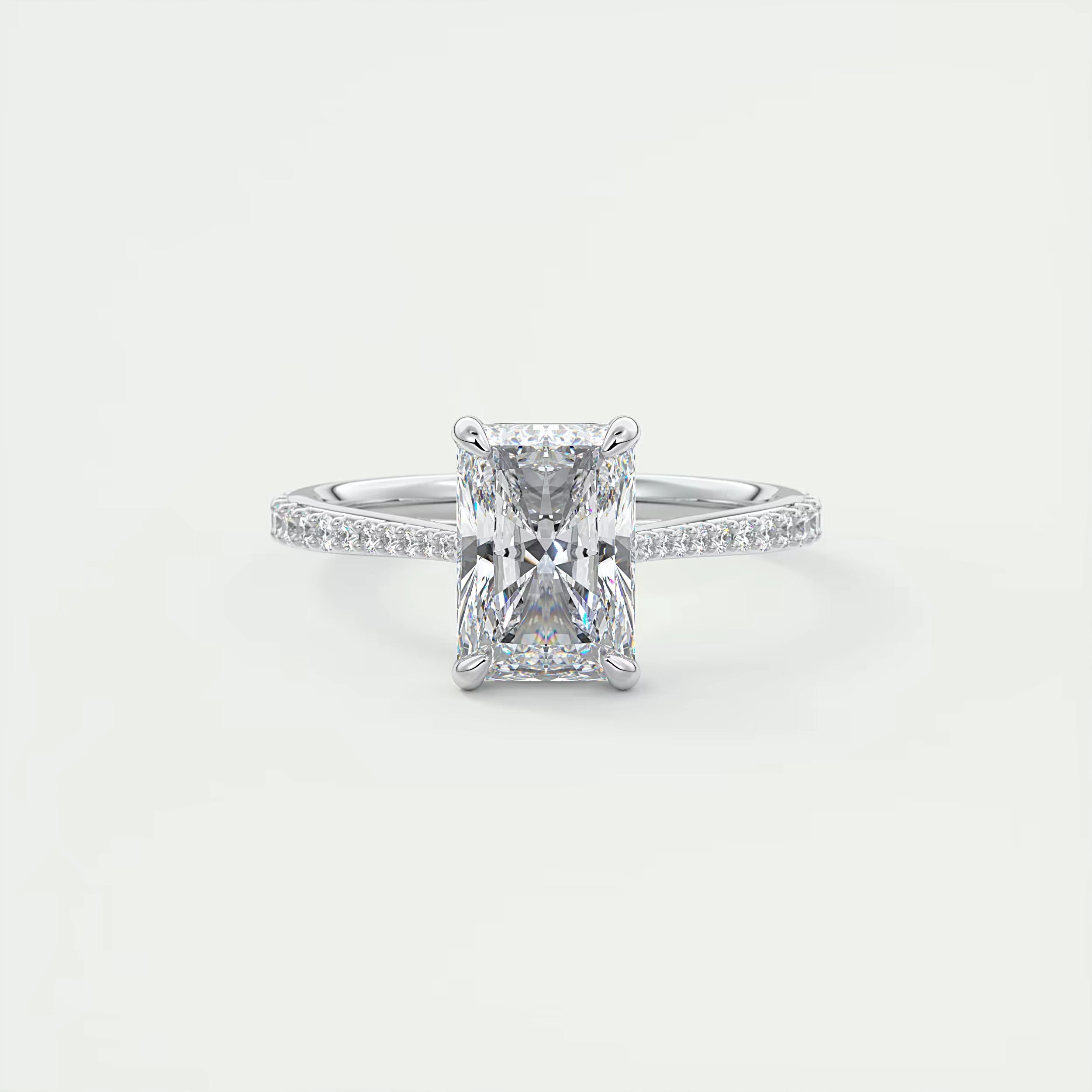 2.25 Ct The Cathedral Pavé Center Stone Radiant Solitaire Ring Engagement Ring