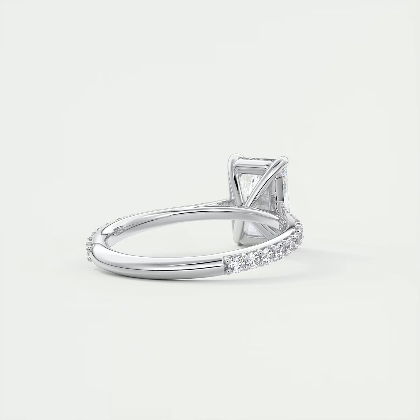 2.25 Ct The Cathedral Pavé Center Stone Radiant Solitaire Ring Engagement Ring