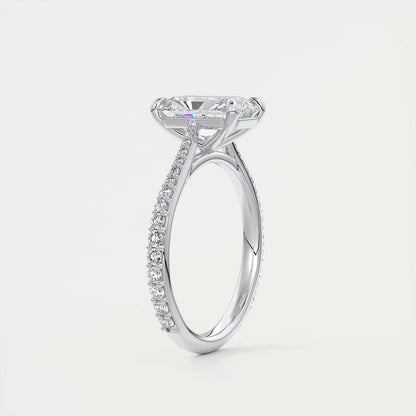 2.25 Ct The Cathedral Pavé Center Stone Radiant Solitaire Ring Engagement Ring