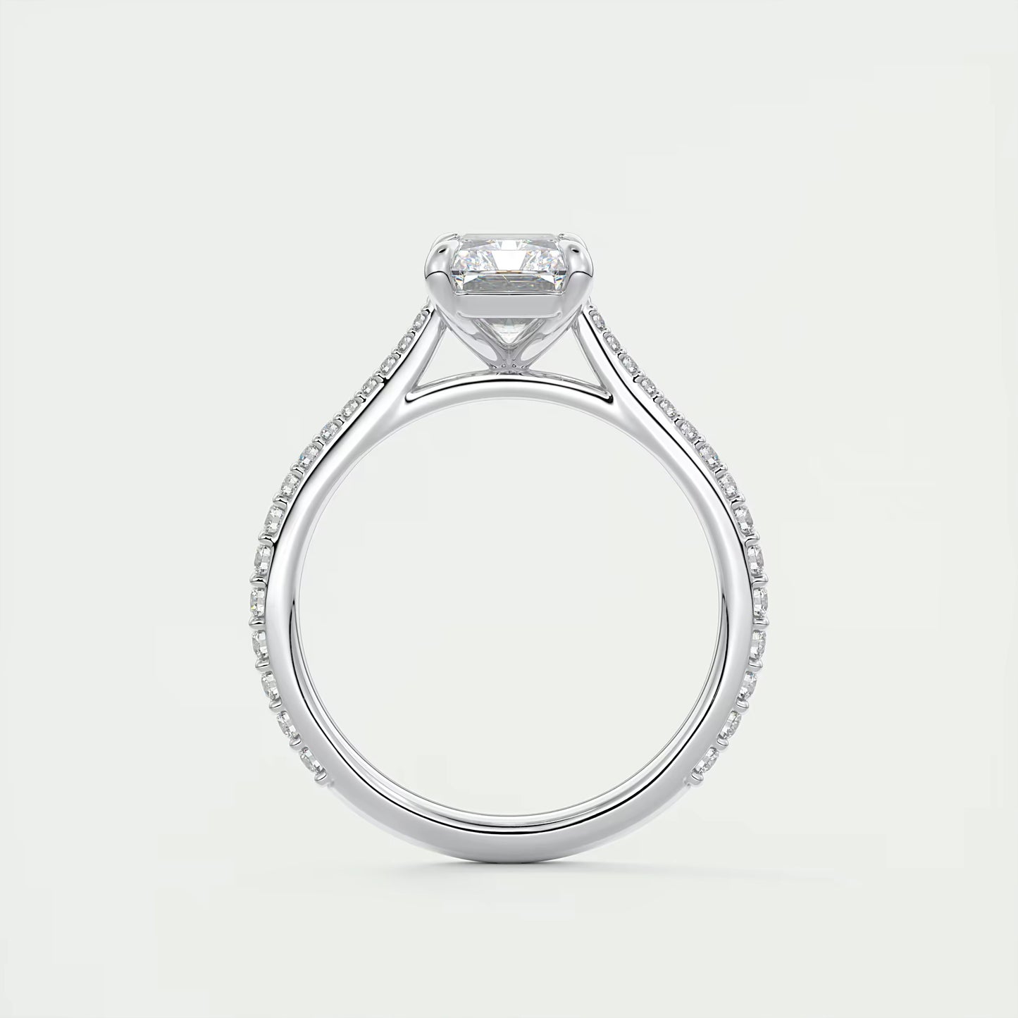 2.25 Ct The Cathedral Pavé Center Stone Radiant Solitaire Ring Engagement Ring