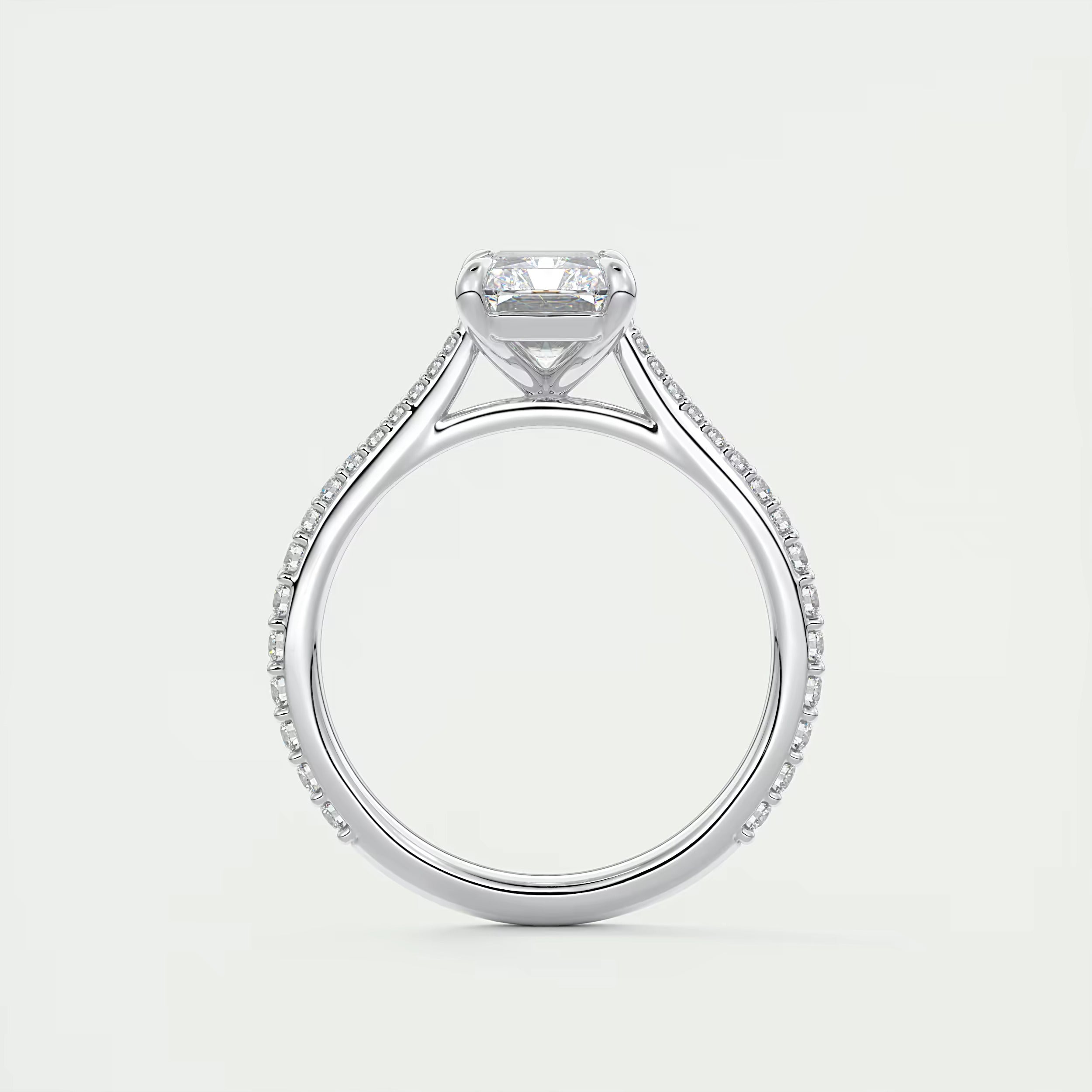 2.25 Ct The Cathedral Pavé Center Stone Radiant Solitaire Ring Engagement Ring