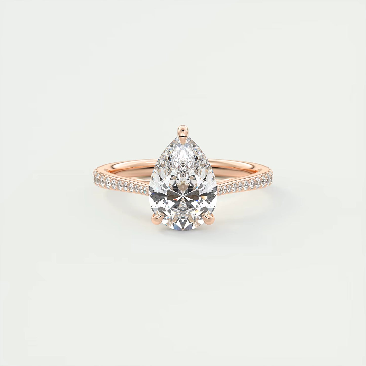 2.25 Ct The Cathedral Pavé  Pear Solitaire Ring Engagement Ring