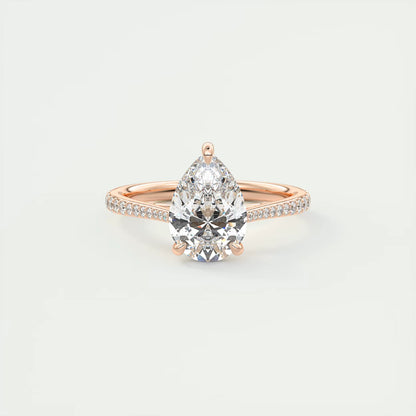 2.25 Ct The Cathedral Pavé  Pear Solitaire Ring Engagement Ring