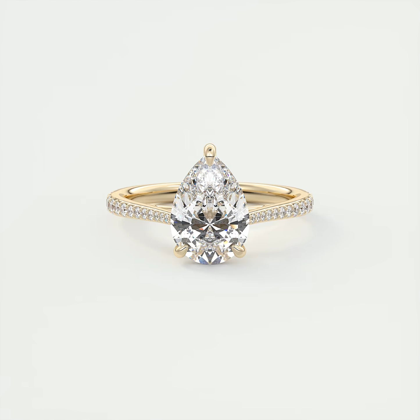 2.25 Ct The Cathedral Pavé  Pear Solitaire Ring Engagement Ring