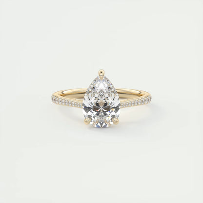 2.25 Ct The Cathedral Pavé  Pear Solitaire Ring Engagement Ring