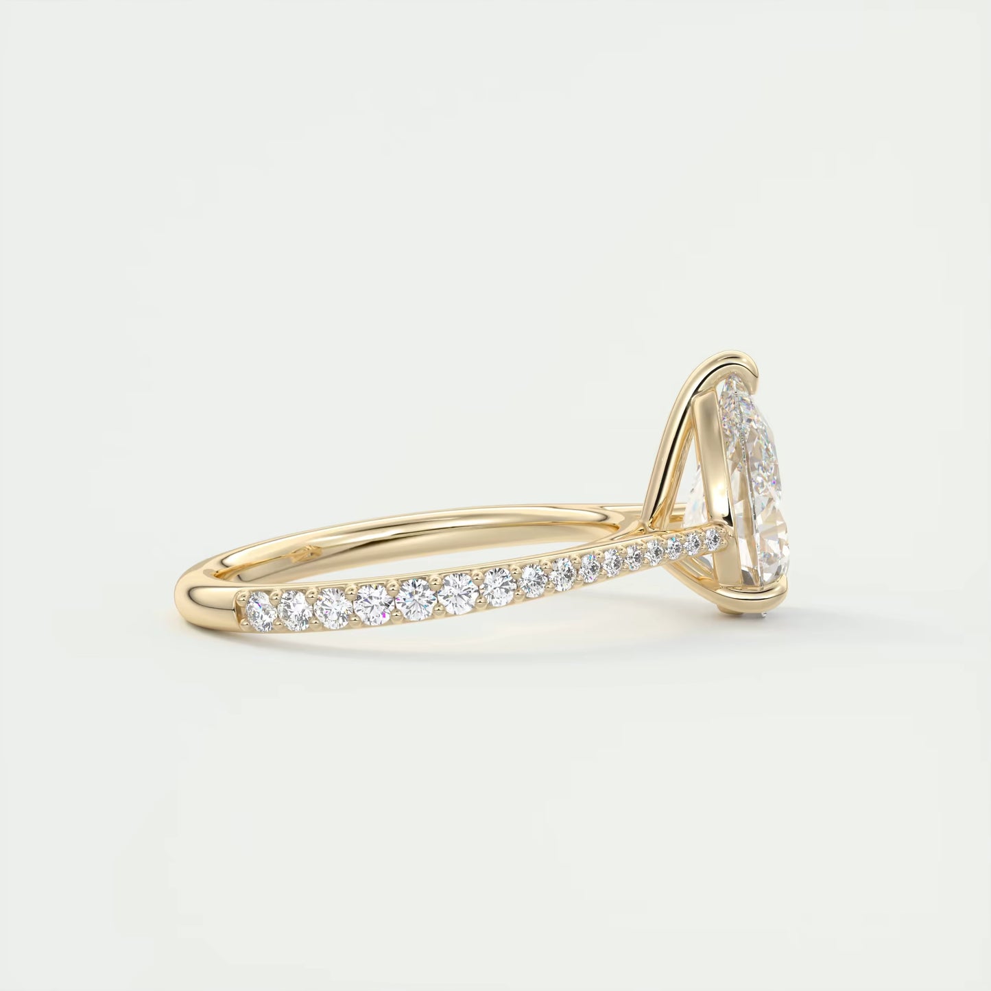 2.25 Ct The Cathedral Pavé  Pear Solitaire Ring Engagement Ring