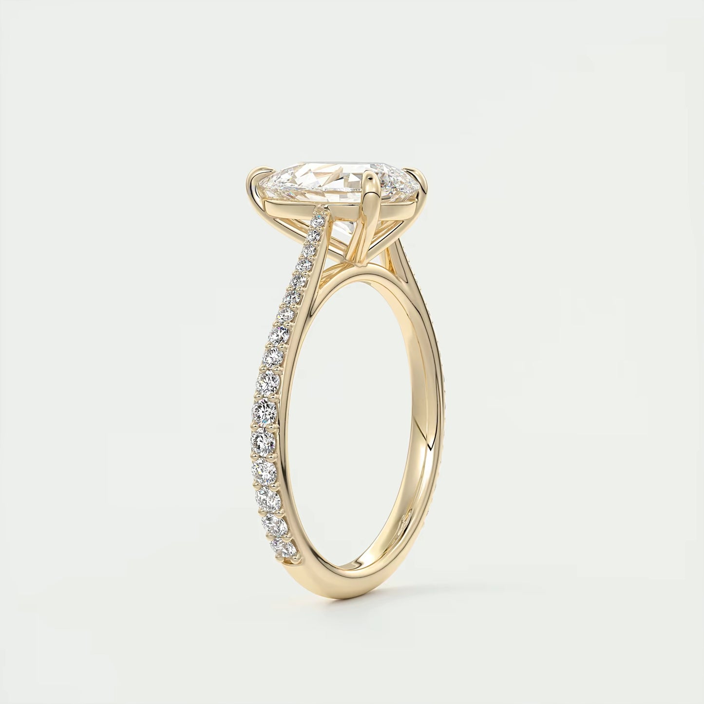 2.25 Ct The Cathedral Pavé  Pear Solitaire Ring Engagement Ring