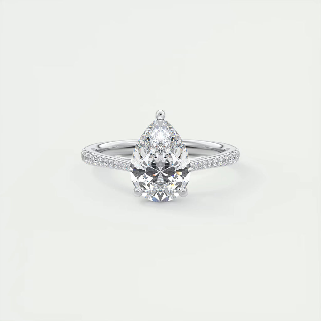 2.25 Ct The Cathedral Pavé  Pear Solitaire Ring Engagement Ring