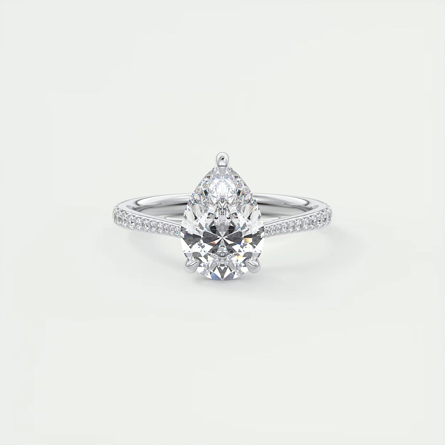 2.25 Ct The Cathedral Pavé  Pear Solitaire Ring Engagement Ring