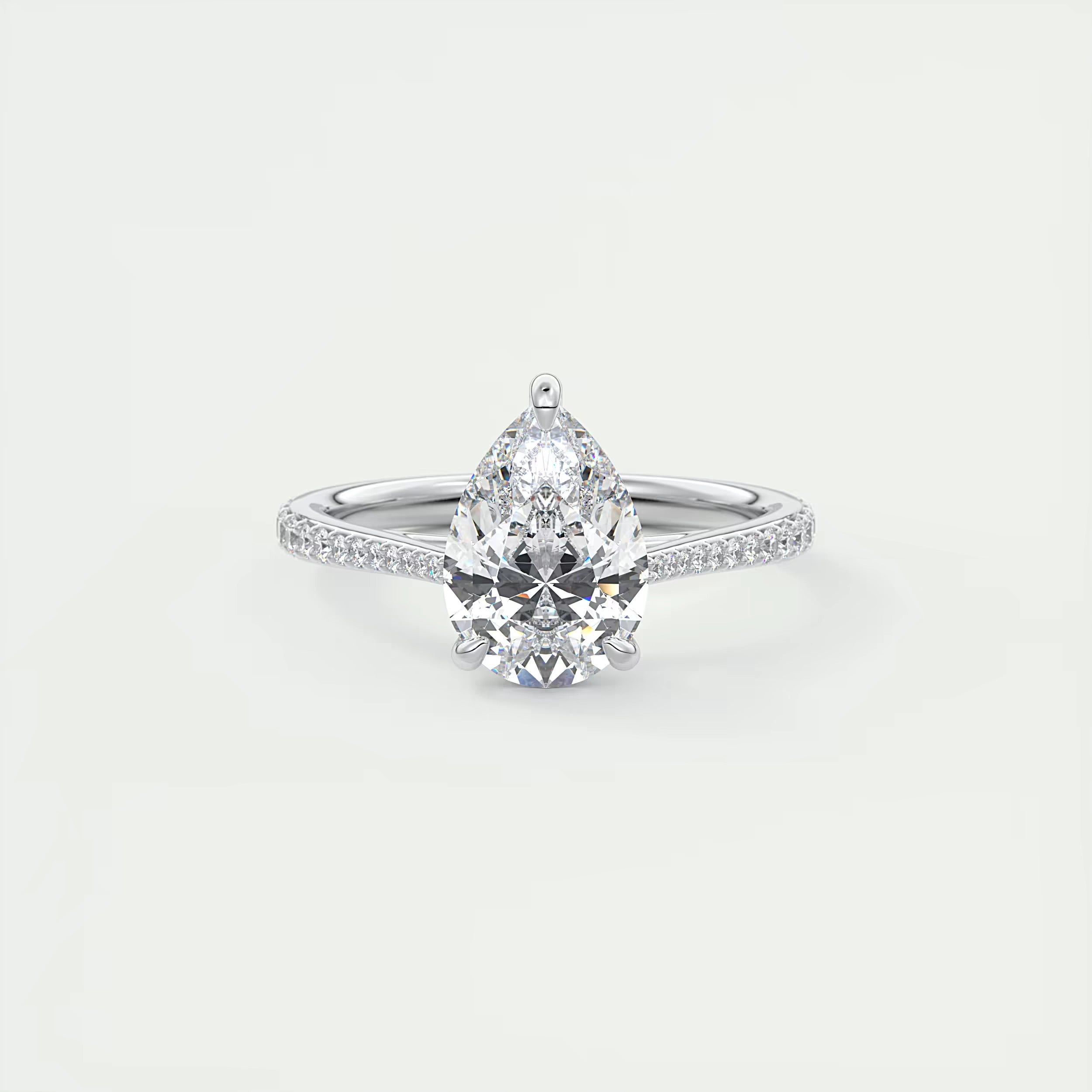 2.25 Ct The Cathedral Pavé  Pear Solitaire Ring Engagement Ring