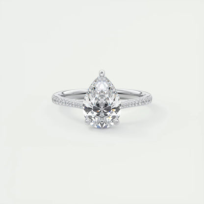 2.25 Ct The Cathedral Pavé  Pear Solitaire Ring Engagement Ring