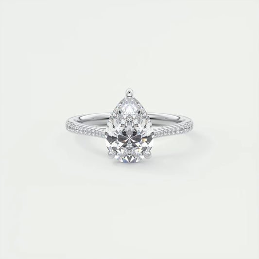 2.25 Ct The Cathedral Pavé  Pear Solitaire Ring Engagement Ring