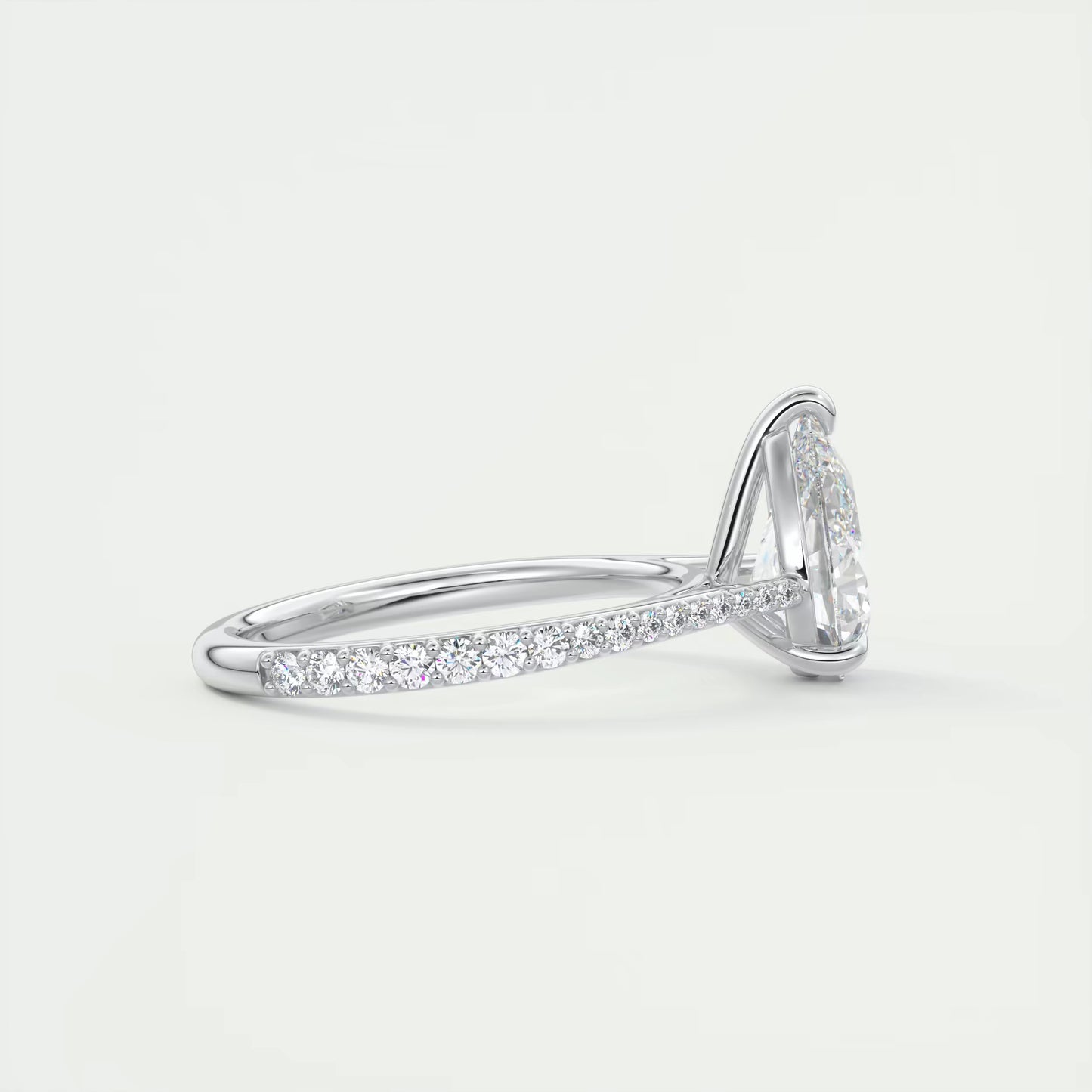 2.25 Ct The Cathedral Pavé  Pear Solitaire Ring Engagement Ring