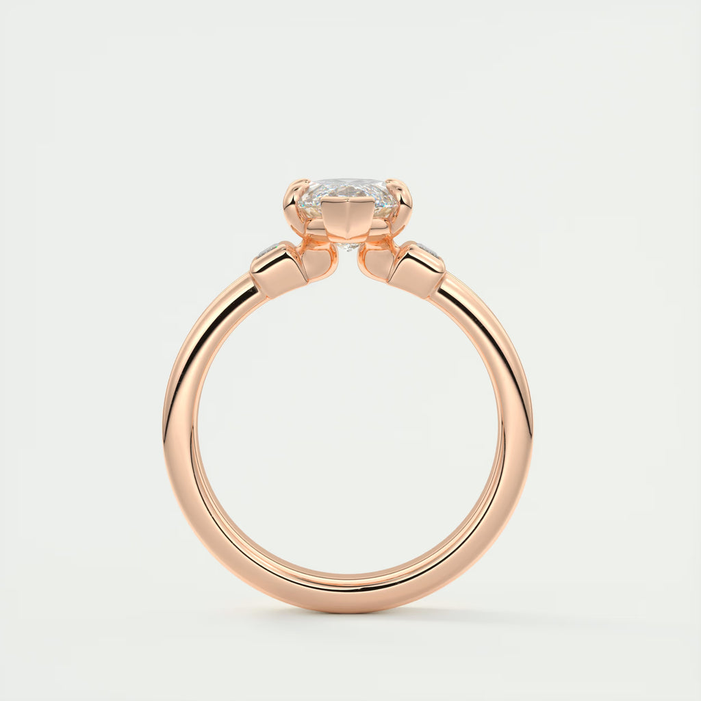 2.10 Ct The Center Stone Marquise & Side Stone Baguettes - Three Stone Engagement Rings