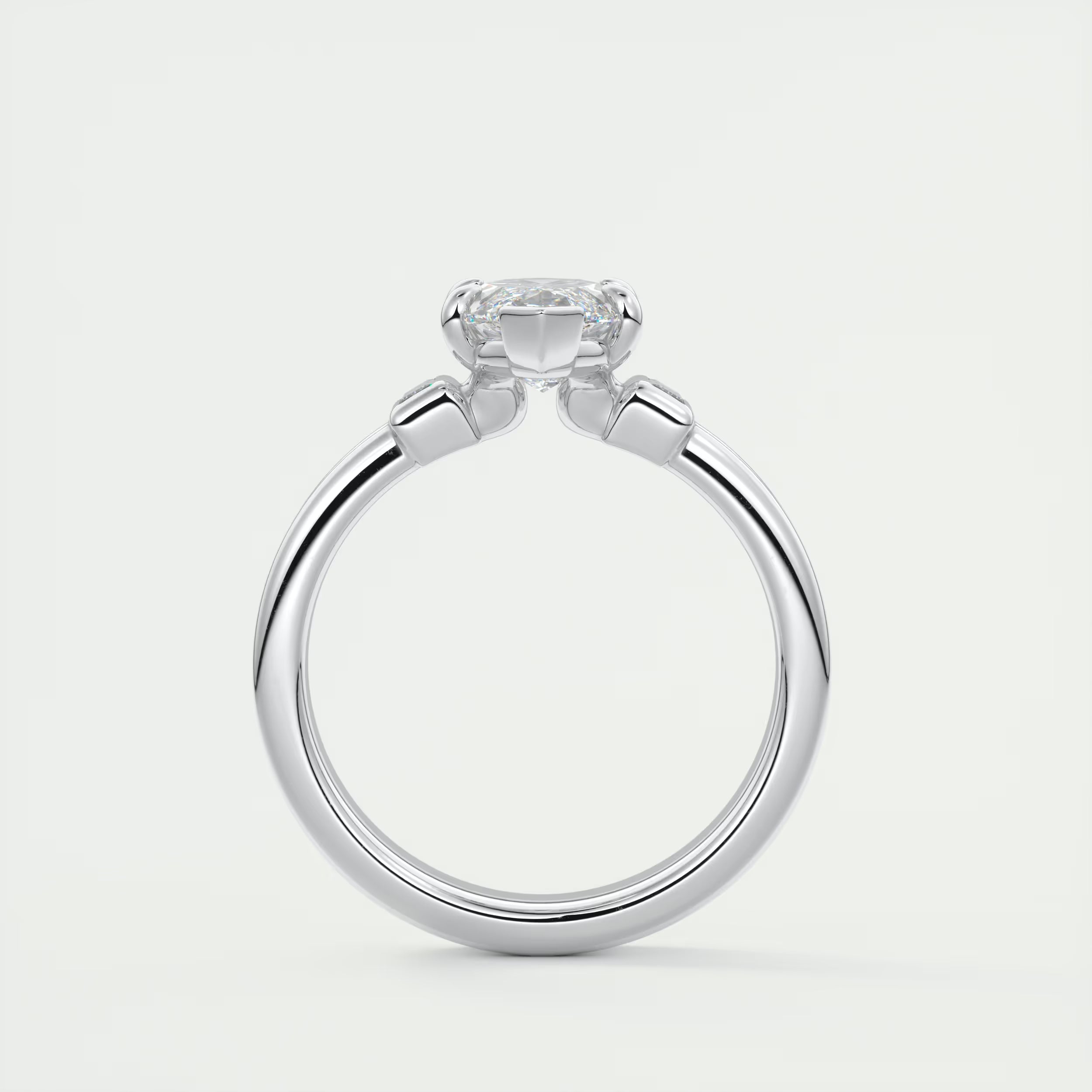 2.10 Ct The Center Stone Marquise & Side Stone Baguettes - Three Stone Engagement Rings