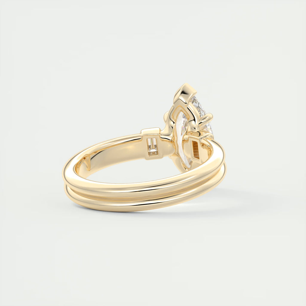 2.10 Ct The Center Stone Marquise & Side Stone Baguettes - Three Stone Engagement Rings