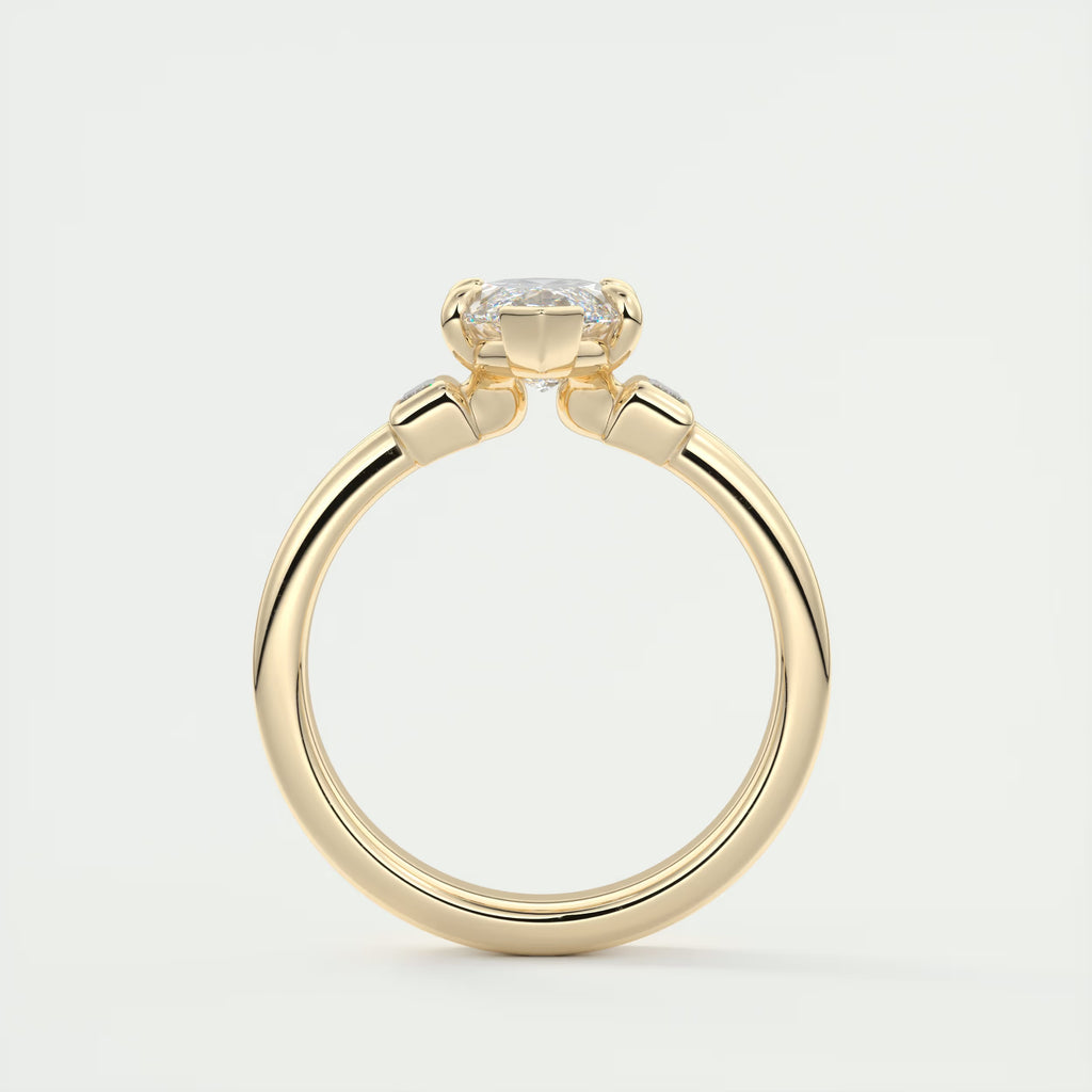 2.10 Ct The Center Stone Marquise & Side Stone Baguettes - Three Stone Engagement Rings