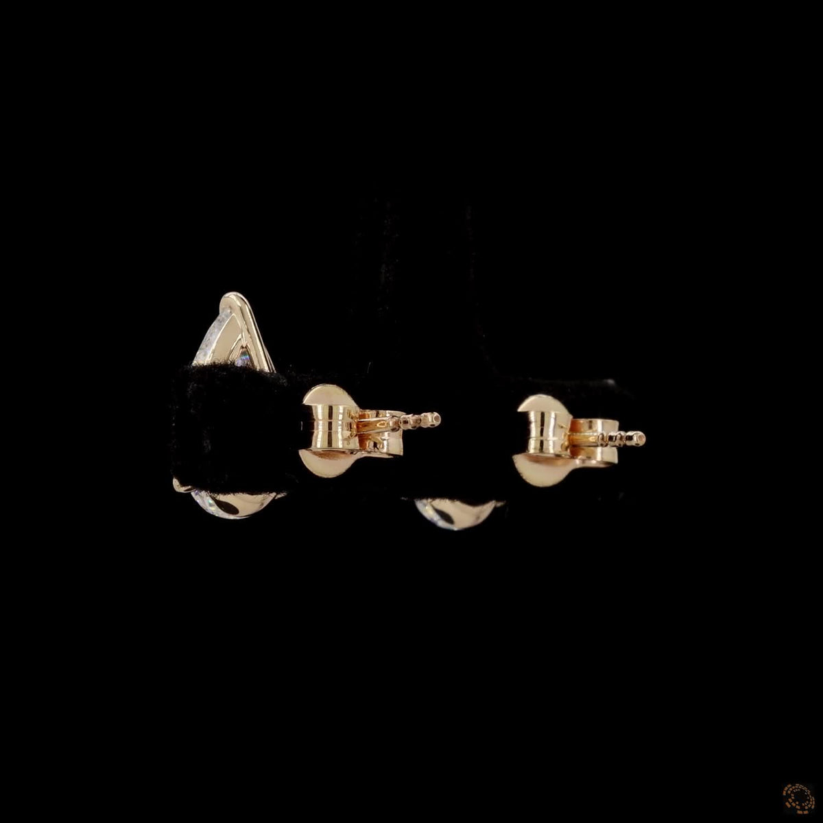 4.00 Ct Three-Prong Pear Cut Diamond Stud Earrings in Yellow Gold