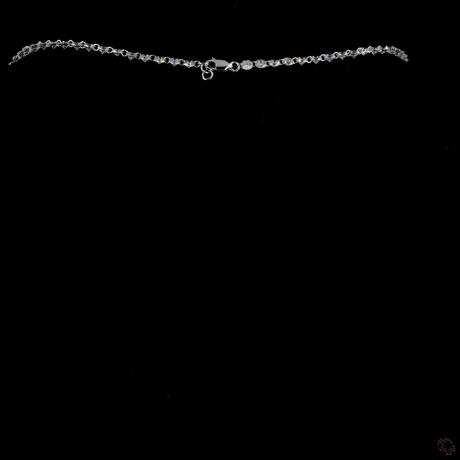 19.40 Ct white gold graduated tennis necklace, round diamond Riviera necklace, delicate prong set diamond strand, floating diamond choker, white gold diamond tennis necklace