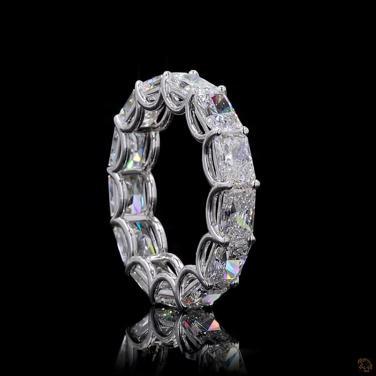 6.79 Ct East West Radiant Cut Eternity Band, Horizontal Radiant Cut Wedding Band, East-West Diamond Eternity Ring, Scalloped Basket Radiant Eternity Ring