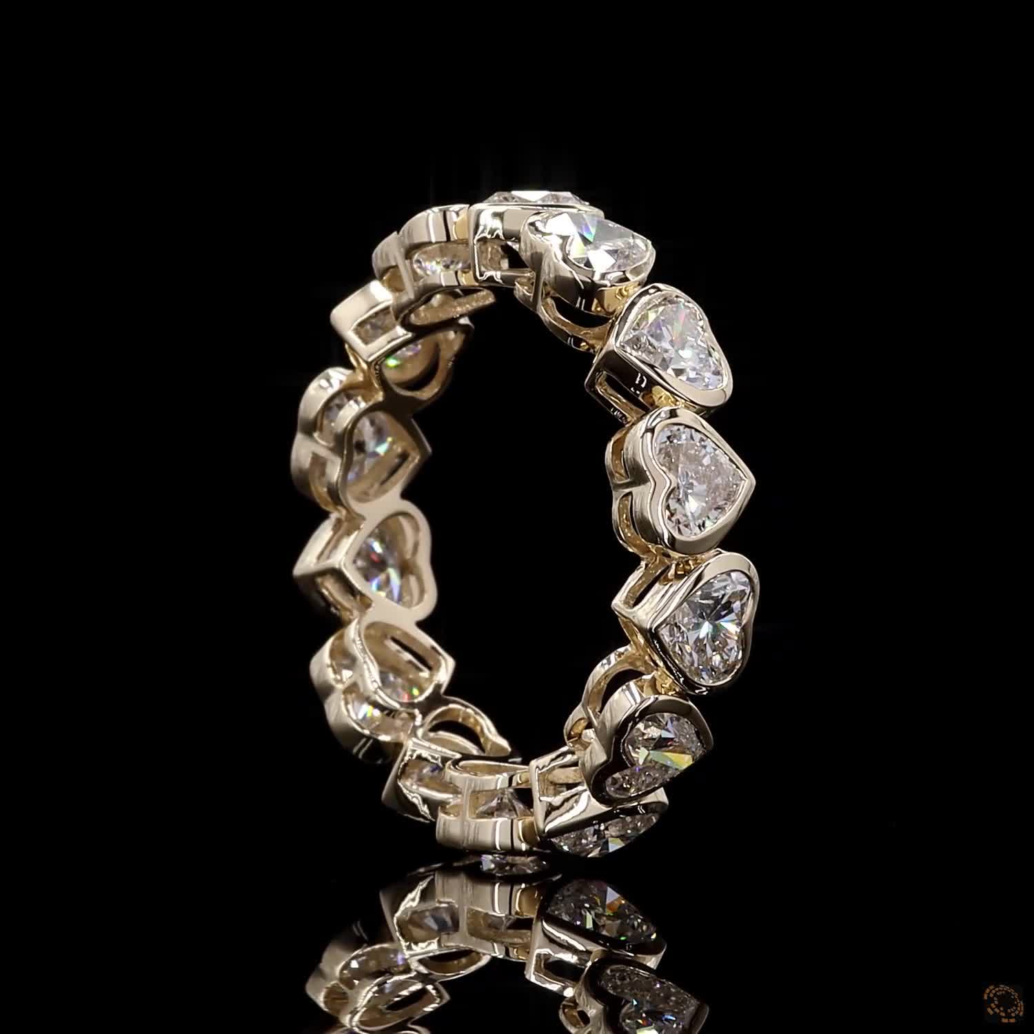 3.79 Ct Heart Shape Cut Horizontal East-West side-by-side alignment along the band