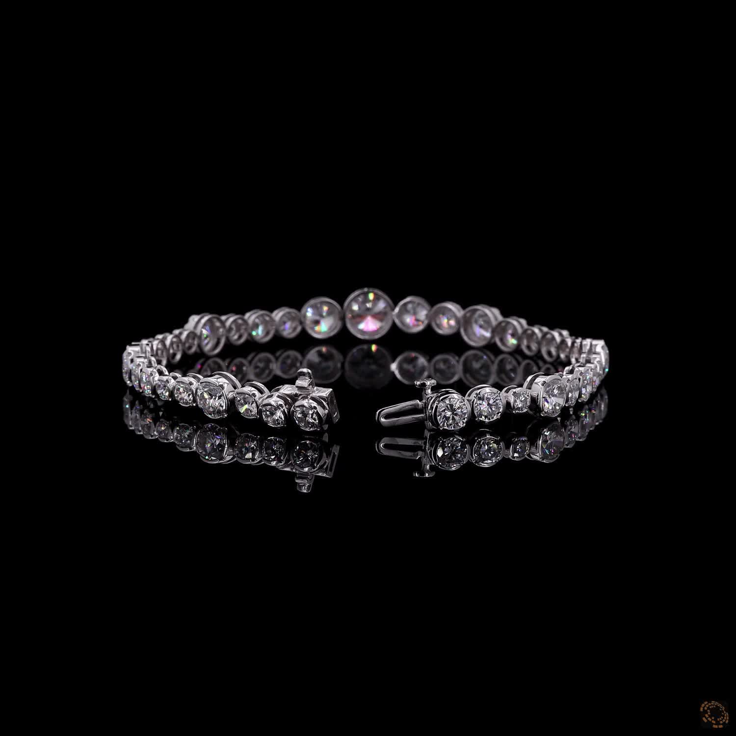 10.22 Ct White Gold Bezel Tennis Bracelet, Round Cut Moissanite Eternity Bracelet, Modern Stackable Fine Jewelry, Minimalist Bridal Gift