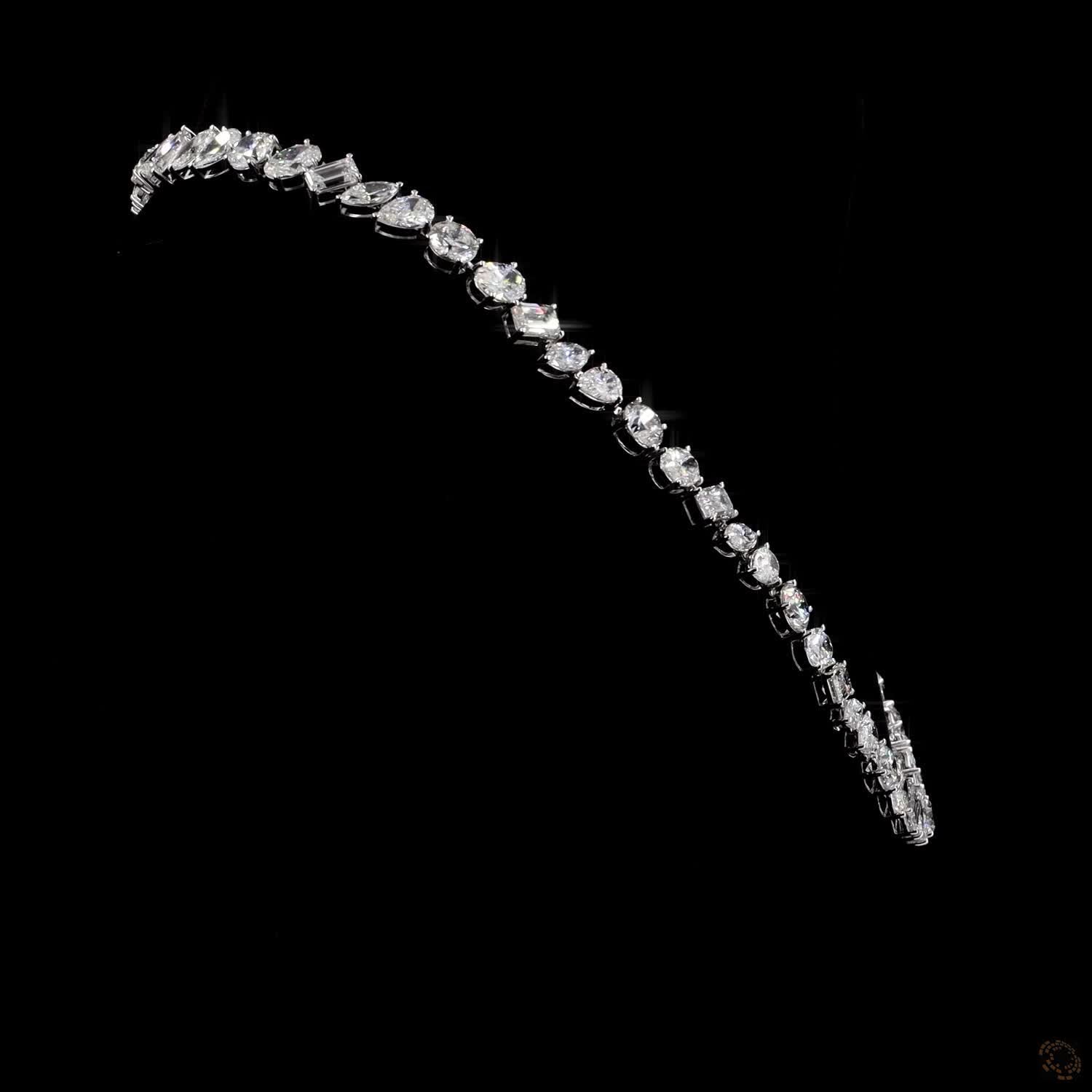 40.61 Ct High-clarity multi-shape diamonds, including round brilliant, oval, emerald, marquise, and pear cuts