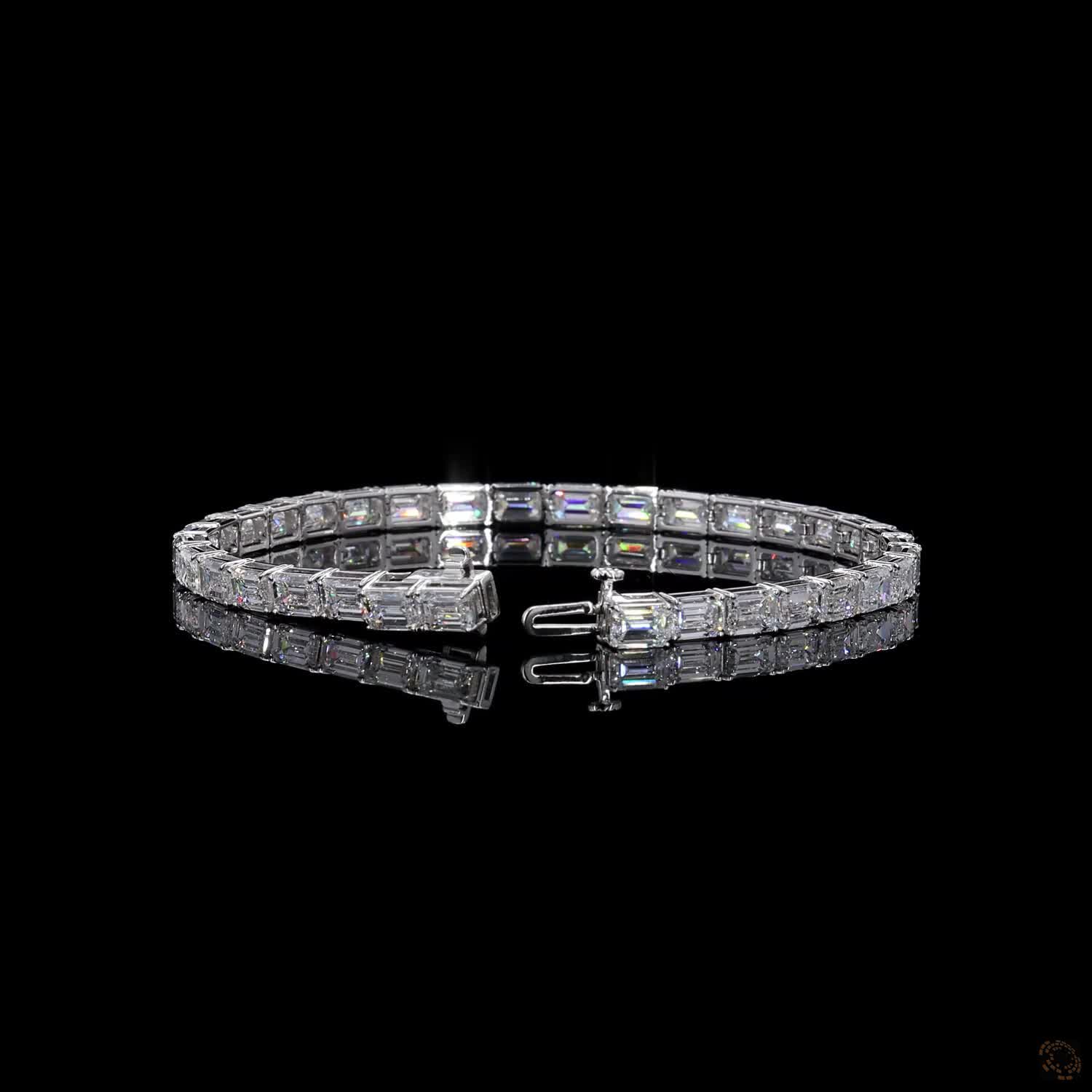 13.78 Ct Luxury Emerald-Cut CZ Tennis Bracelet for Women | Elegant Crystal Link Bracelet