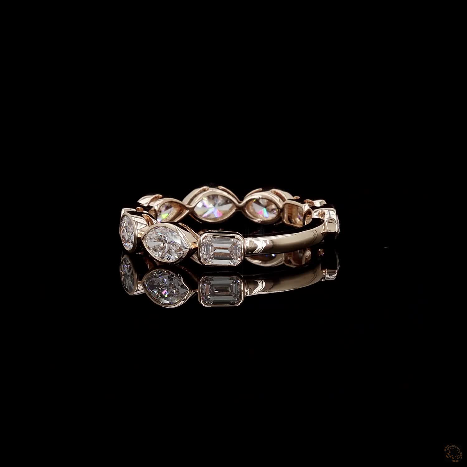 2.56 Ct Multi-Shape Bezel-Set Diamond Eternity Band / Confetti Mixed-Cut Diamond Ring