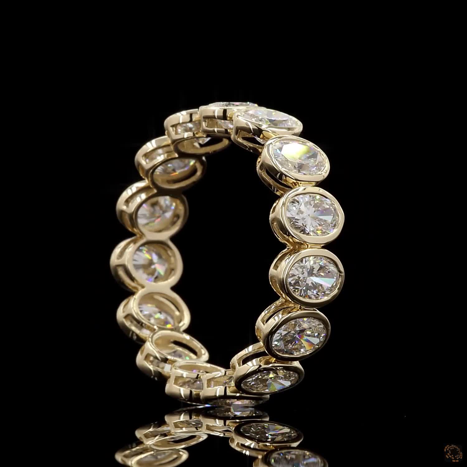 3.81 Ct Vertical Oval Cut Diamond Full Bezel Eternity Ring