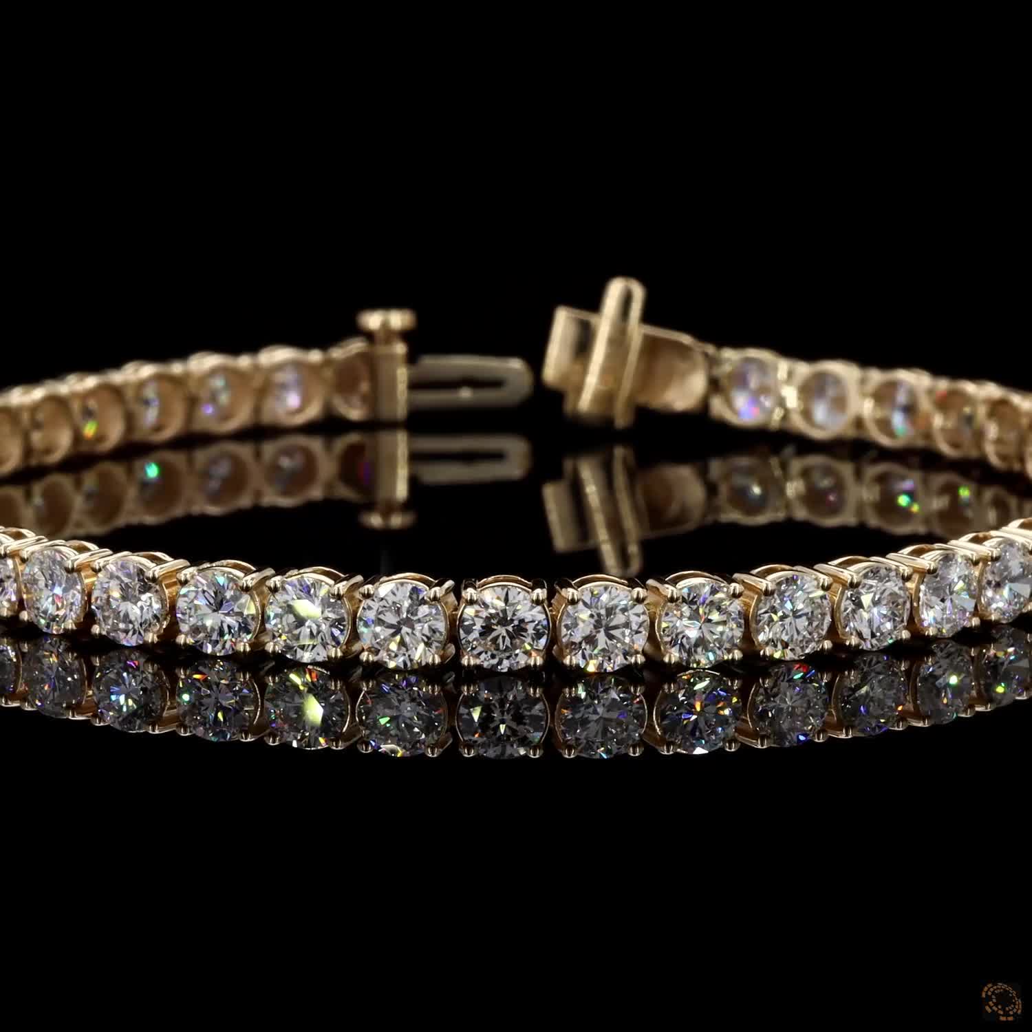 9.34 Ct Graduated Round Tennis Bracelet in 14K Yellow Gold | Center-Focused Diamond Alternative Line Bracelet