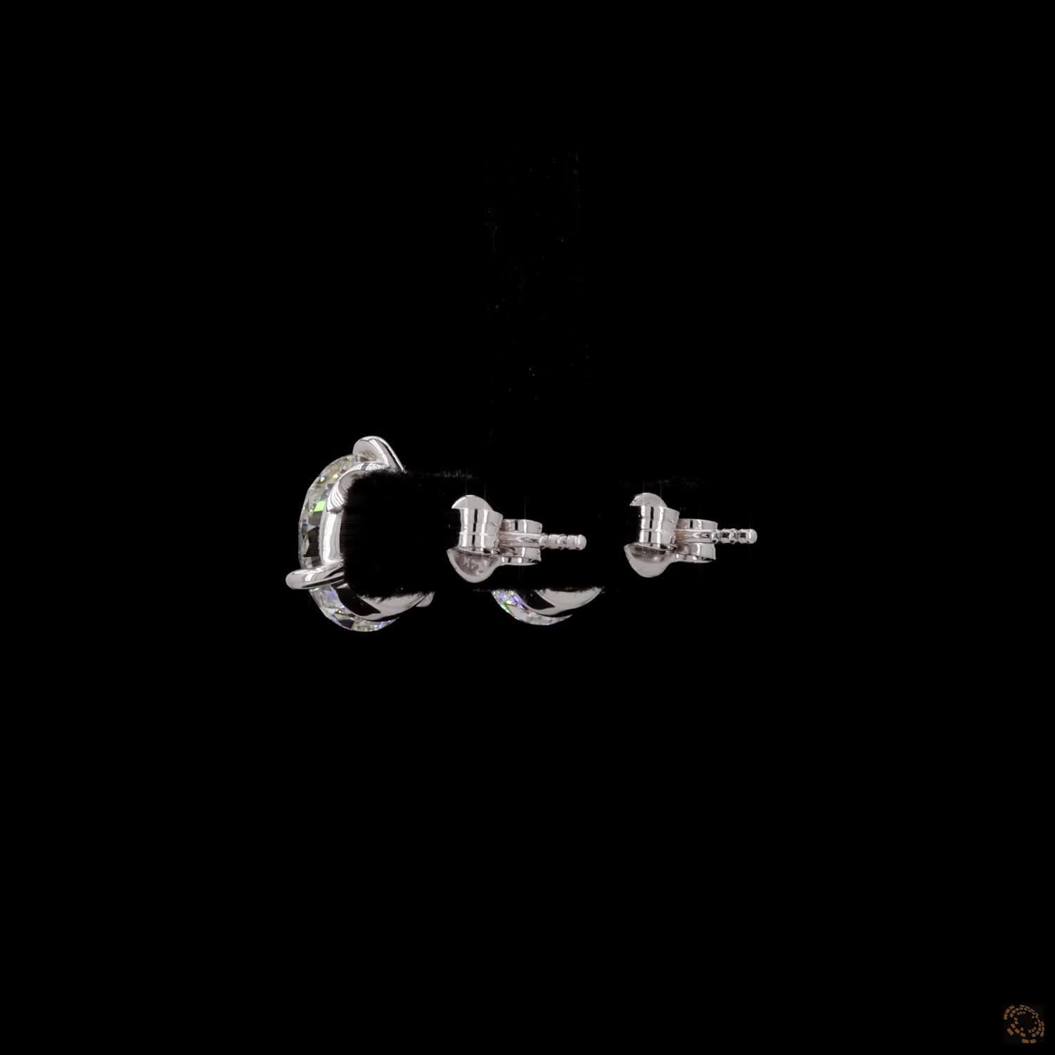 8.15 Prong Martini Round Diamond Stud Earrings in White Gold / Platinum