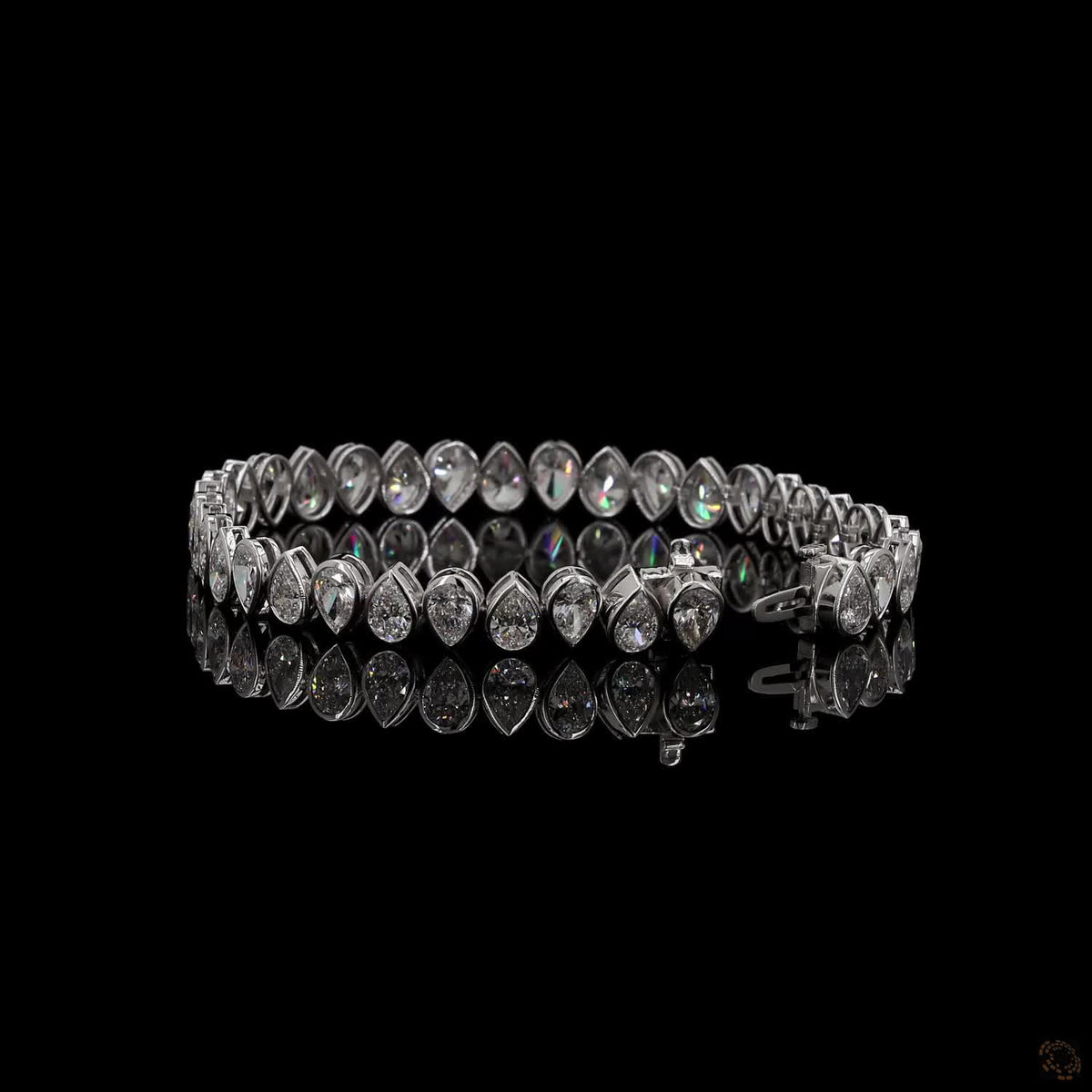 12.82 Ct North-South Pear-Cut Diamond Bezel Tennis Bracelet in White Gold