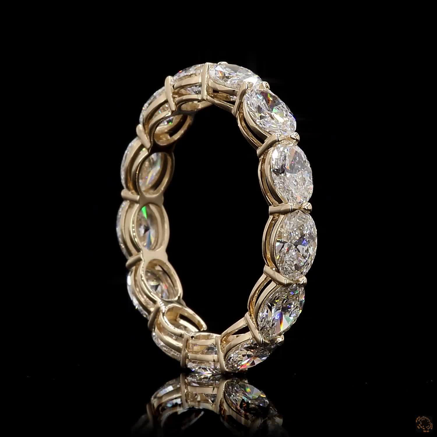 3.35 Ct East-West Oval Cut Diamond Eternity Ring in Yellow Gold