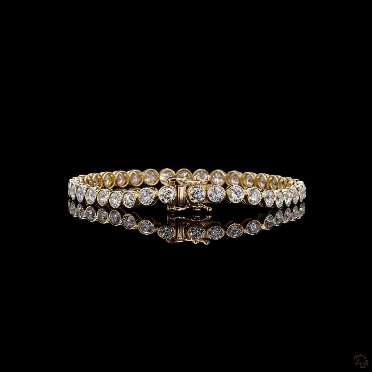 8.4 Ct Full Bezel Setting Smooth solid gold rim securing each stone