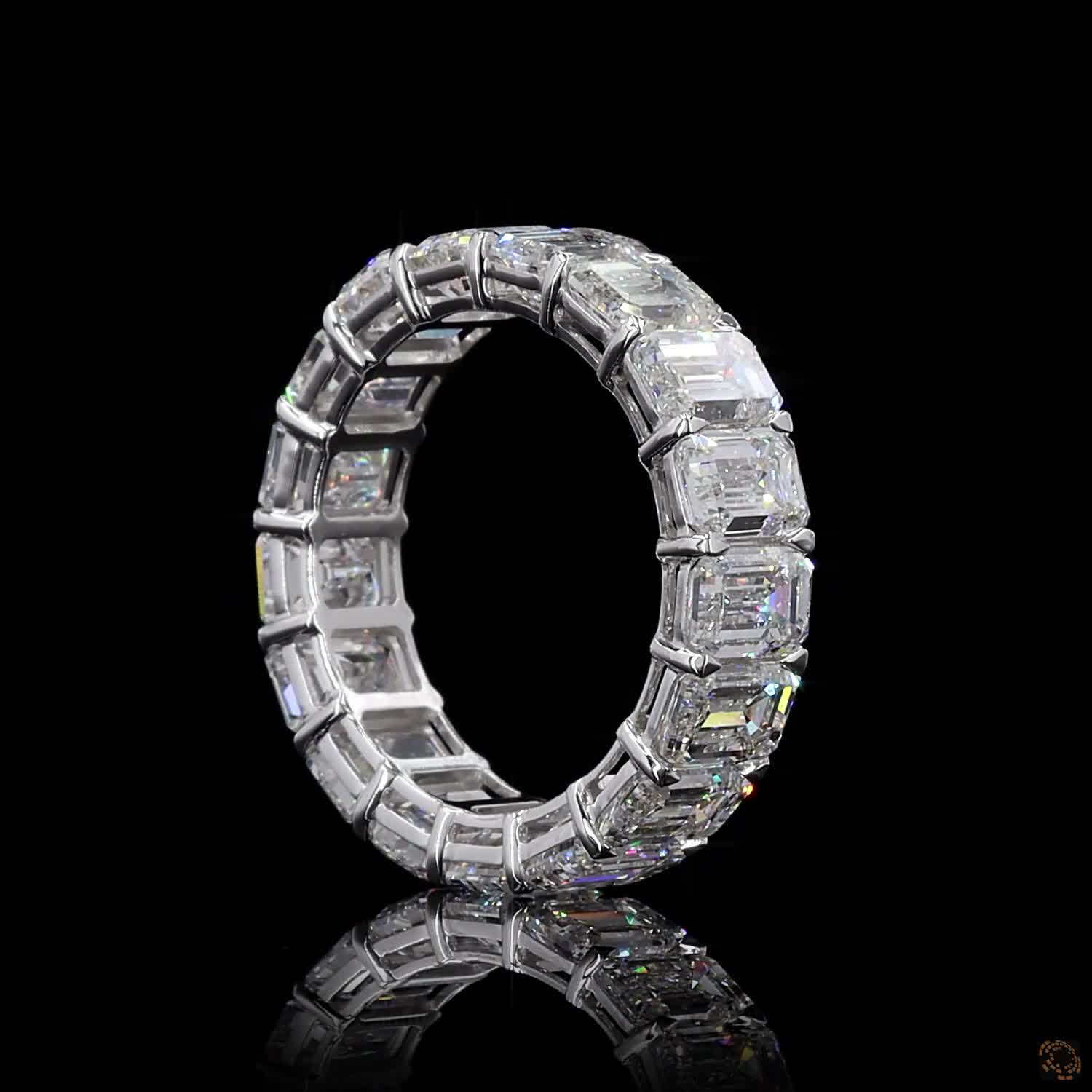8.58 Ct Vertical Emerald-Cut Diamond Shared-Prong Eternity Ring