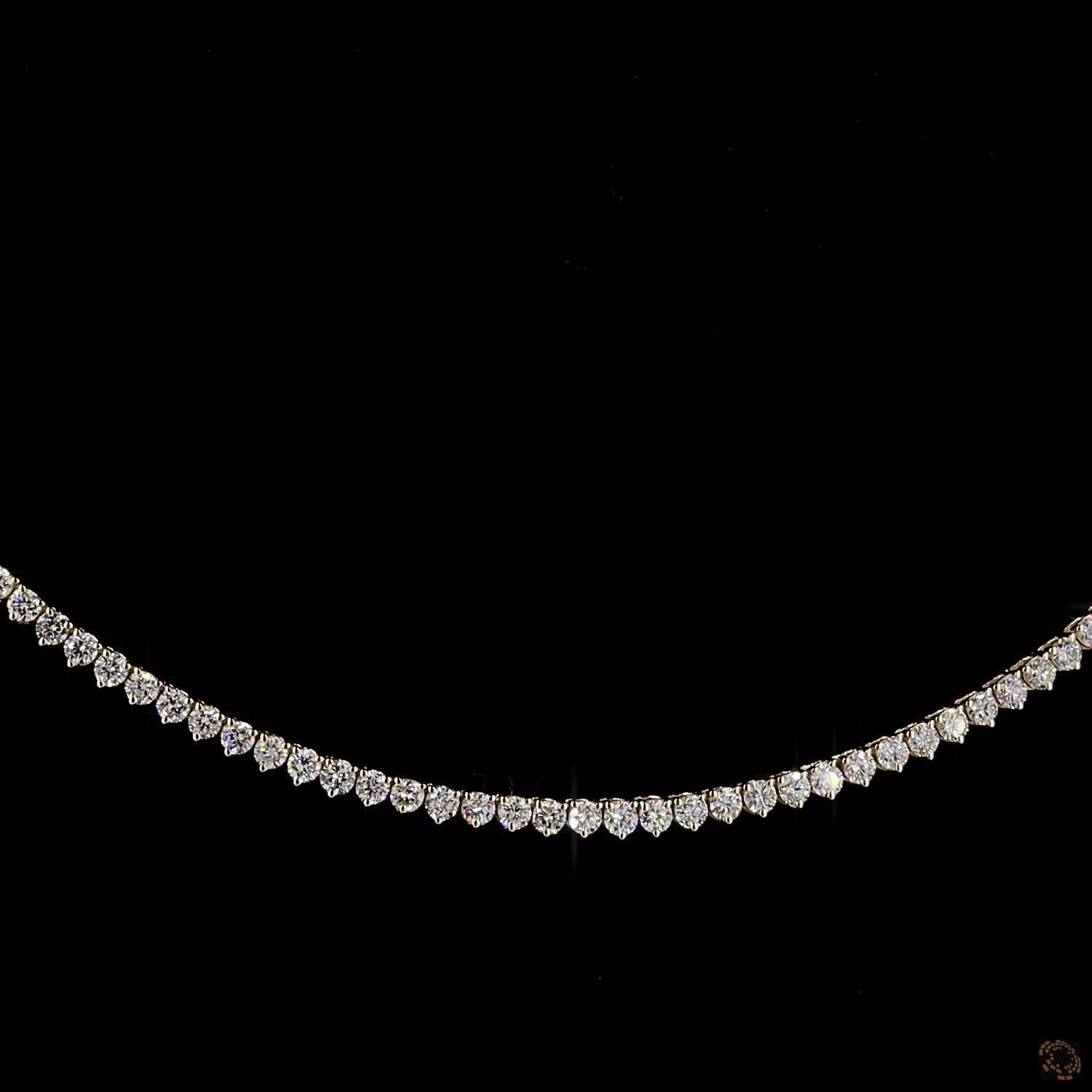 2.66 Ct Graduated Round Diamond Half Eternity Tennis Necklace with Adjustable Chain