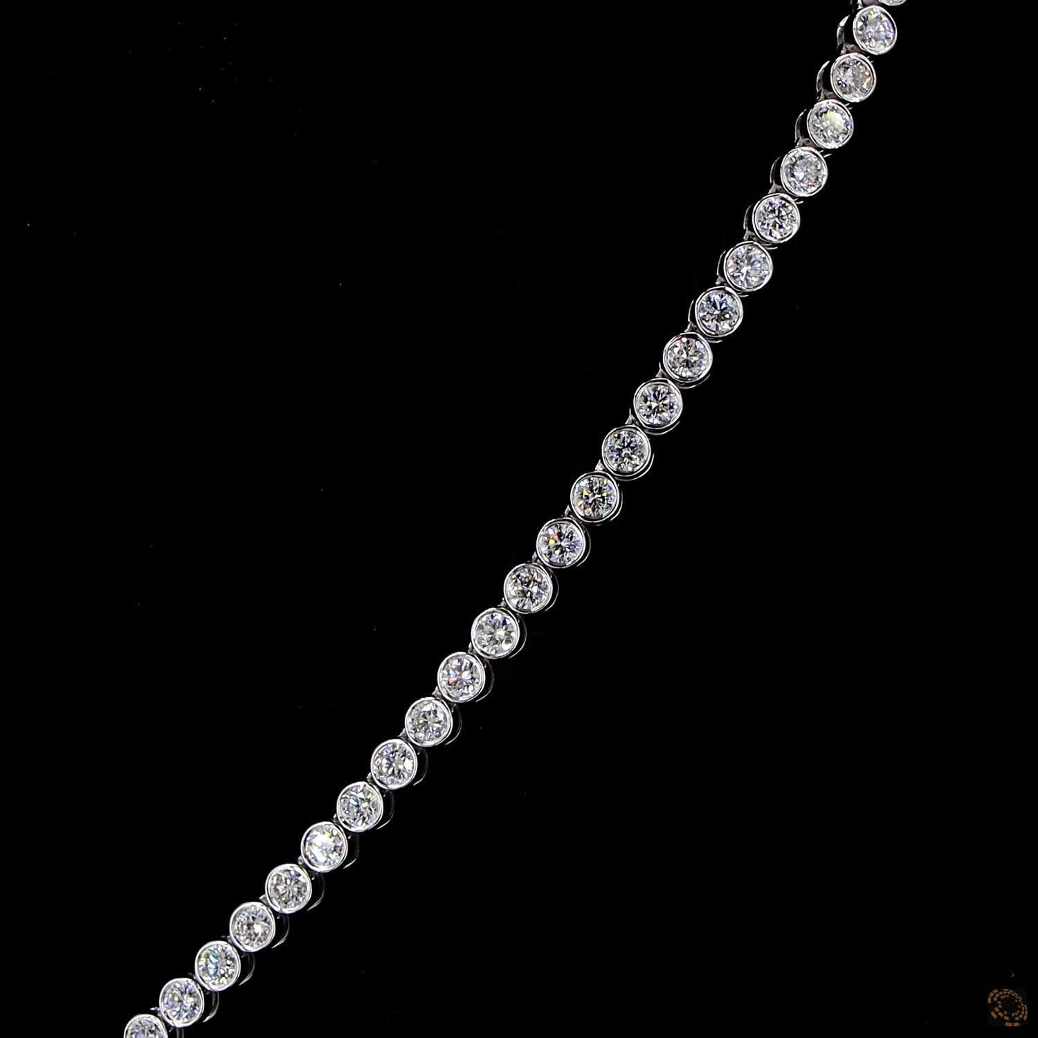 6.43 Ct Bezel-Set Round Cut Lab-Grown Diamond Tennis Necklace in 14K White Gold