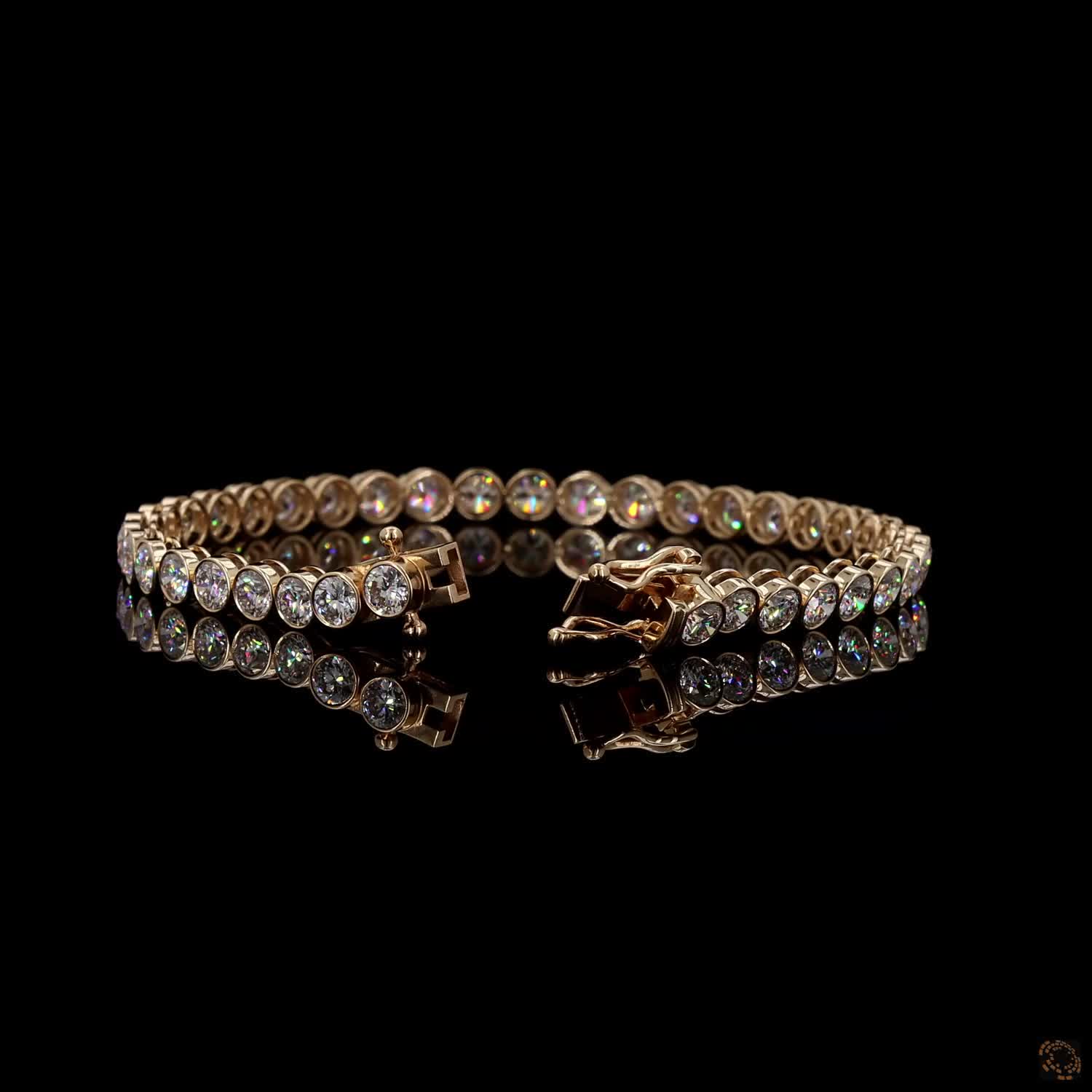 12.85 Ct Gold-Tone Round Crystal Tennis Bracelet for Women – Elegant Sparkling Bracelet
