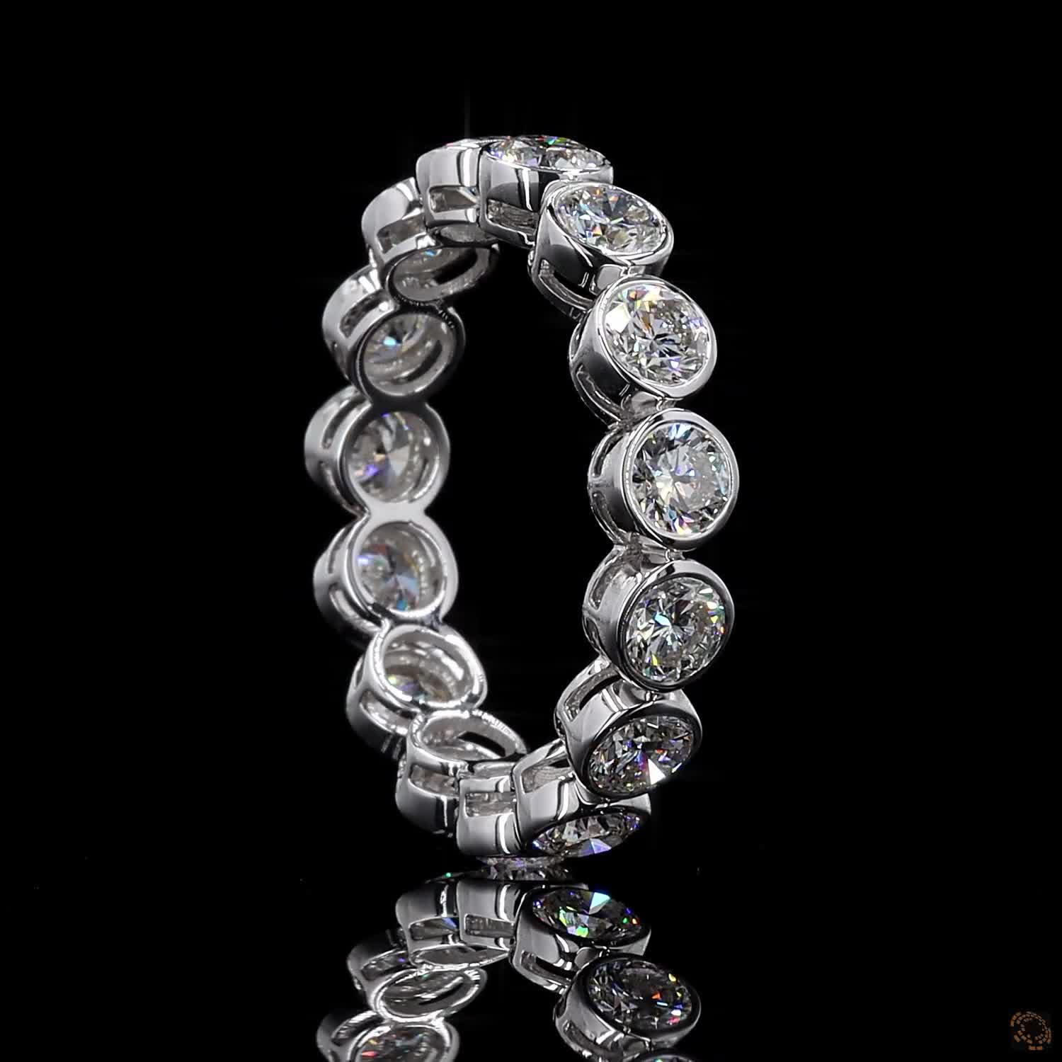 2.78 Ct Round Cut Diamond Bezel Eternity Band – 14K White Gold Floating Bezel Wedding Ring