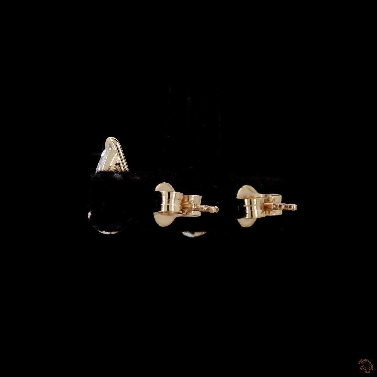 3.01 Ct Three-Prong Pear Cut Diamond Stud Earrings in Yellow Gold