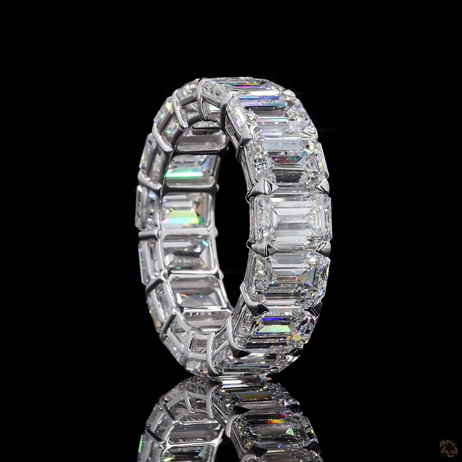 13.60 Ct Emerald Cut Diamond Eternity Band – Shared Prong Wedding Ring