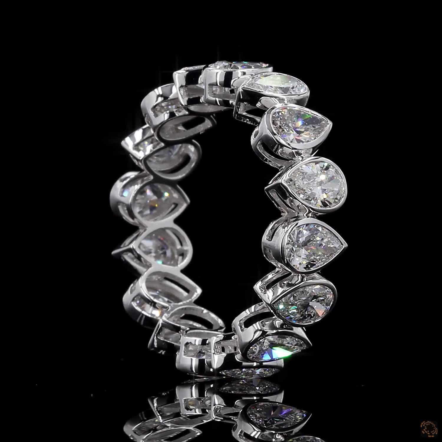 4.16 Ct Bezel-Set Pear Cut Diamond Eternity Band in White Gold