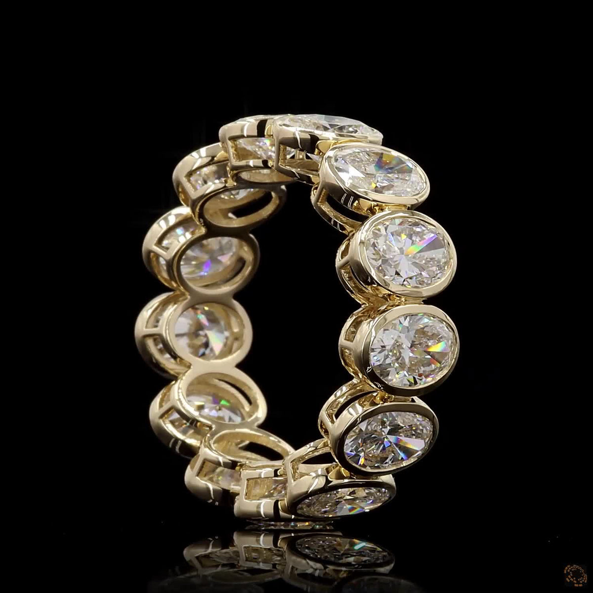 6.22 Ct Shared-Prong Oval Cut Diamond Eternity Ring in Yellow Gold